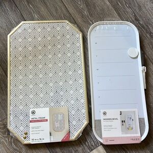 Office Decor - Linen Bulletin Board & Dry Erase Weekly Magnetic Calendar